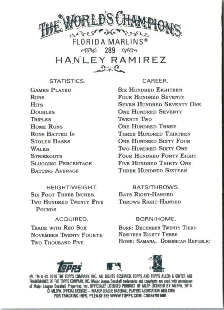 2010 Topps Allen & Ginter Hanley Ramirez