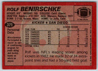1983 Topps Rolf Benirschke #371