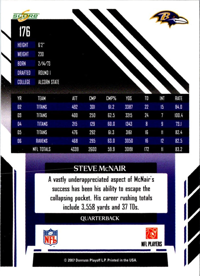 2007 Score Select Steve McNair