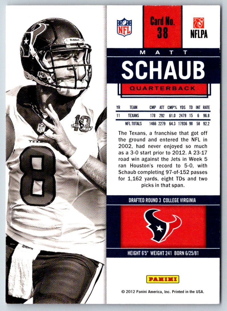 2012 Panini Contenders Matt Schaub