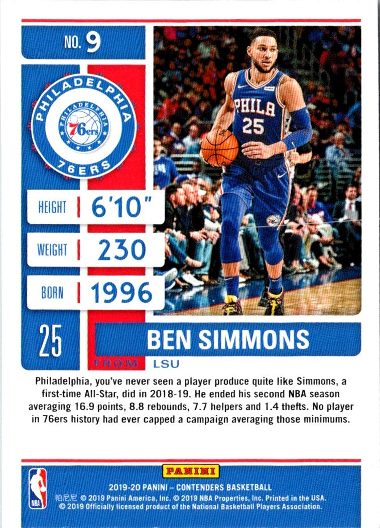 2019 Panini Contenders Ben Simmons