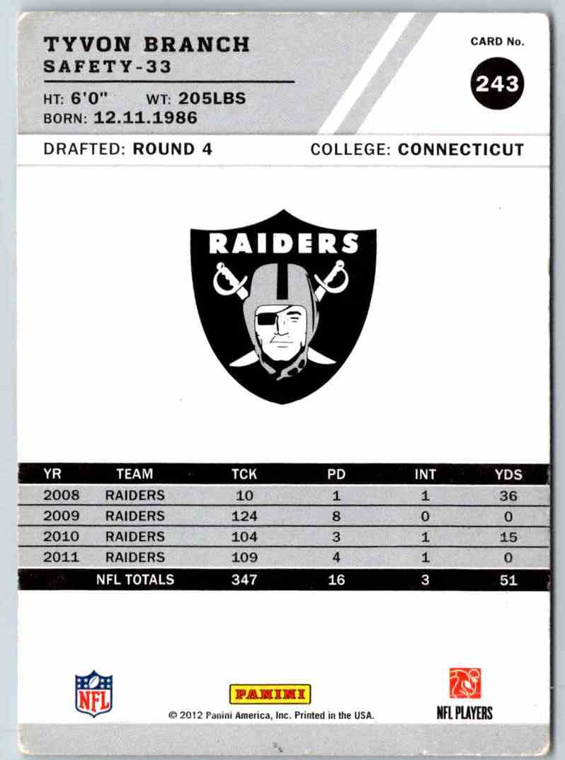 2012 Score Tyvon Branch