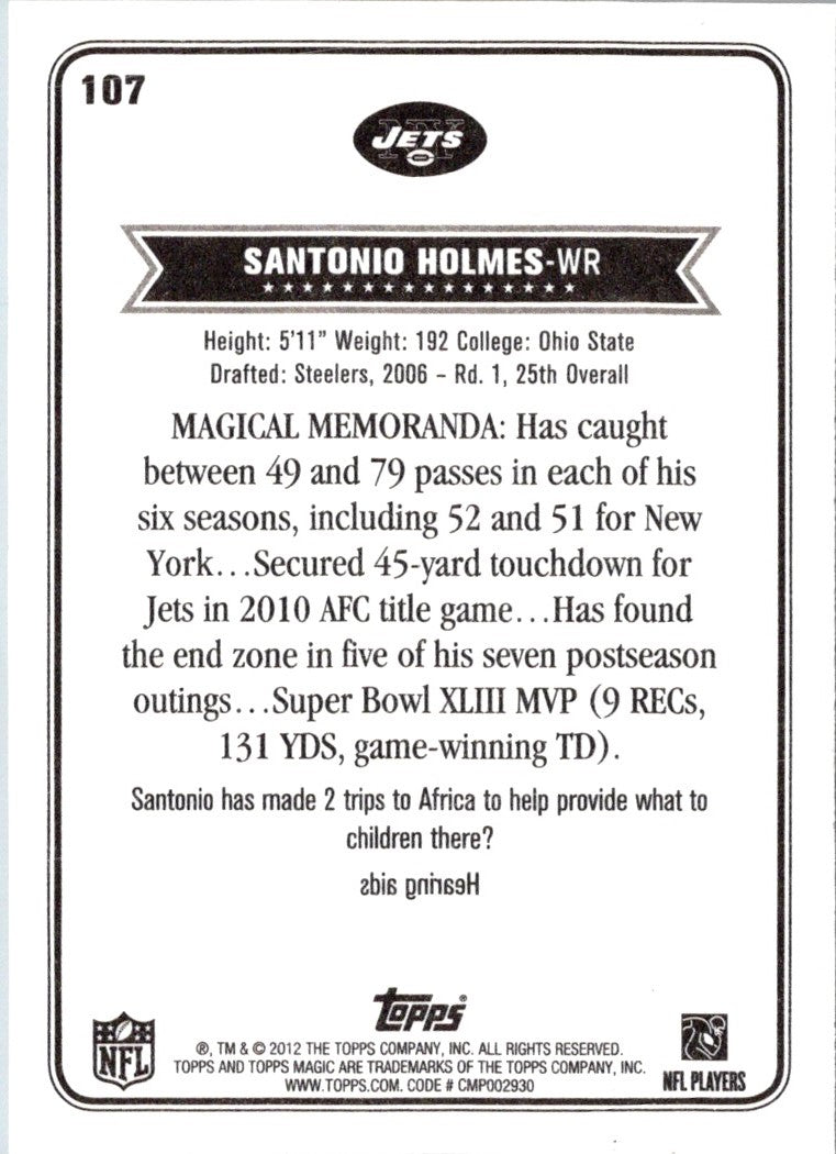 2012 Topps Magic Santonio Holmes
