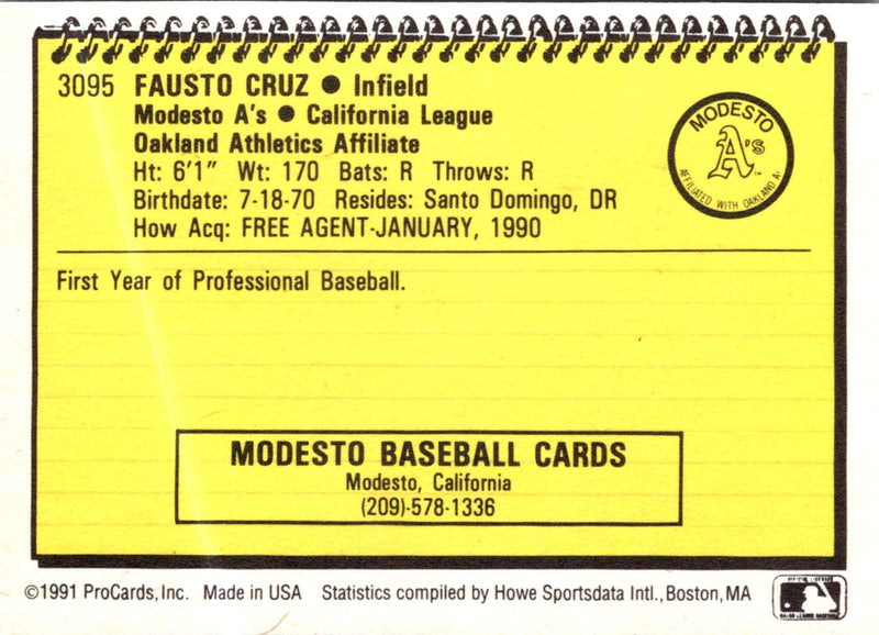 1991 ProCards Fausto Cruz