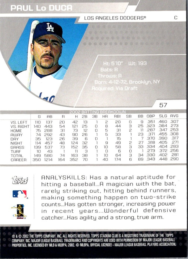 2002 Stadium Club Paul Molitor