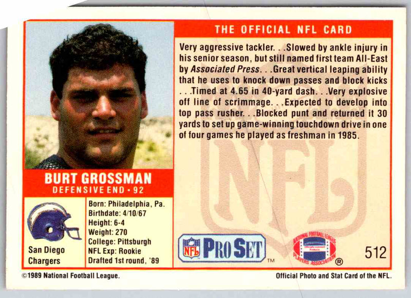 1989 NFL Proset Burt Grossman