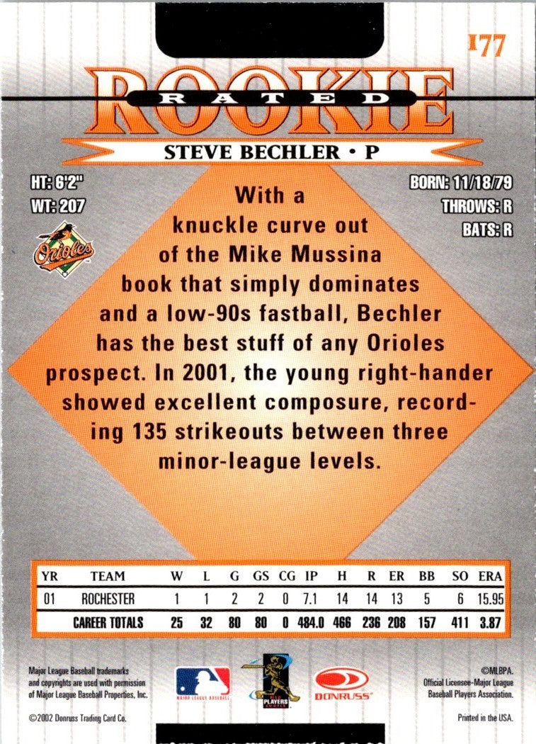 2002 Donruss Steve Bechler