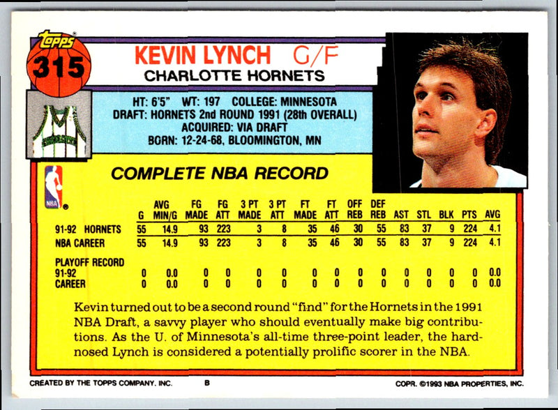 1992 Topps Gold Kevin Lynch