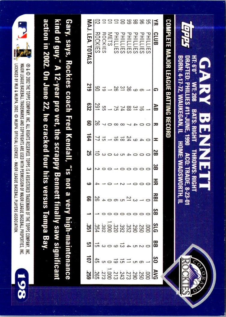 2003 Topps Gary Bennett