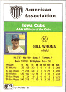 1990 CMC Iowa Cubs Bill Wrona
