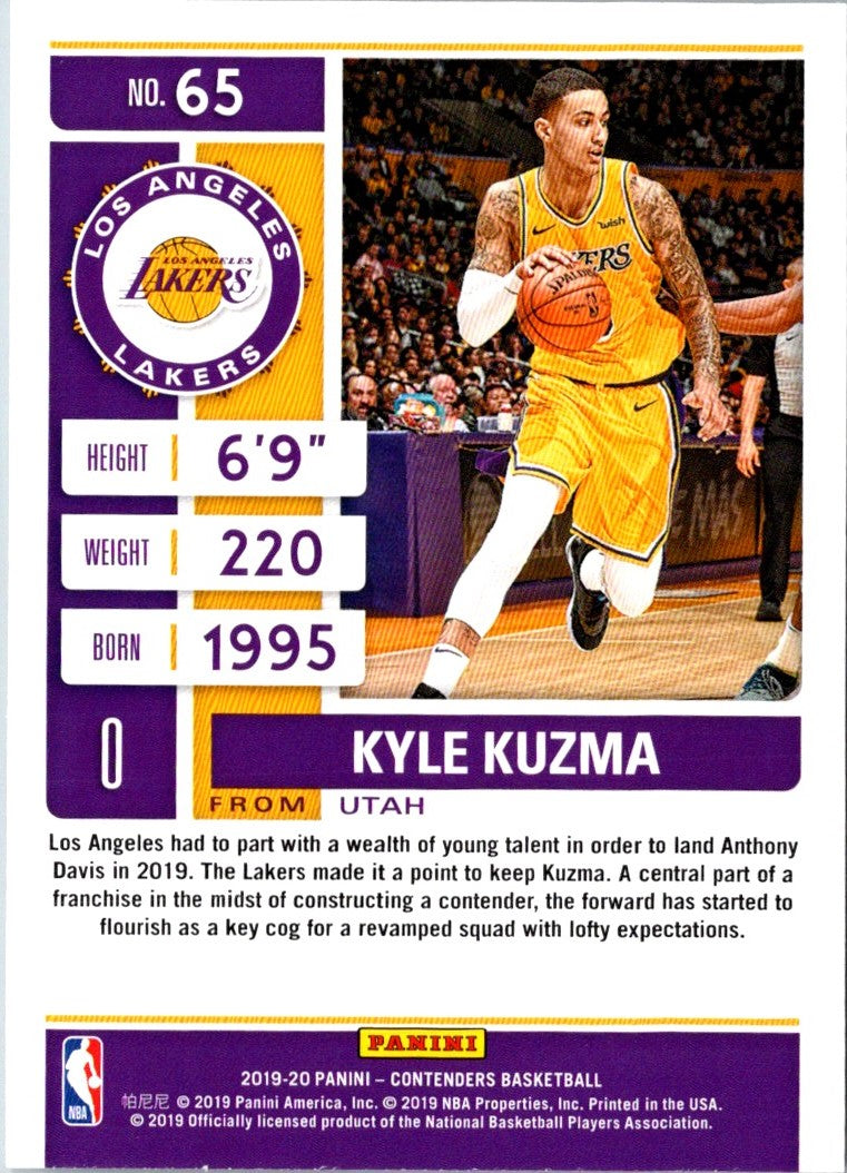 2019 Panini Contenders Kyle Kuzma