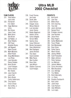 2003 Ultra Checklists Checklist MLB Checklist 1-186 #NNO