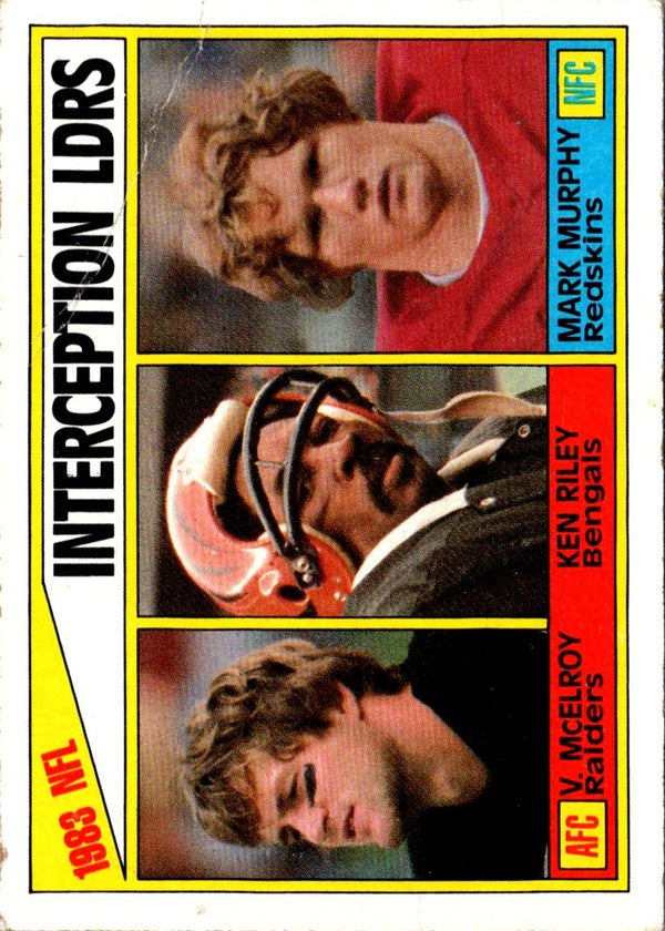 1984 Topps 1983 Interception Leaders - Vann McElroy/Ken Riley/Mark Murphy #206 VG