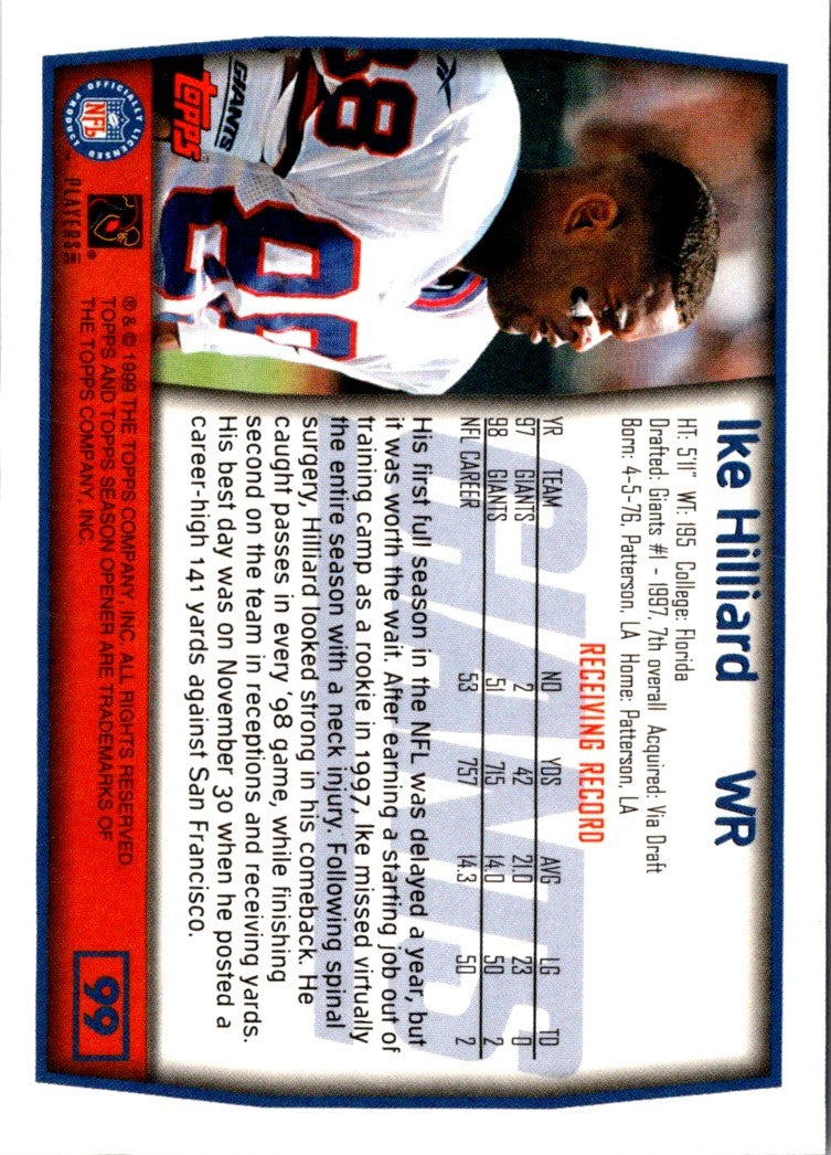 1999 Topps Season Opener Ike Hilliard