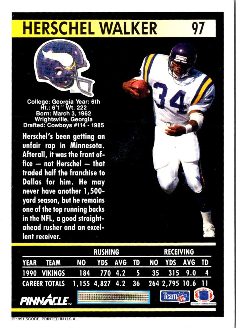 1991 Pinnacle Herschel Walker
