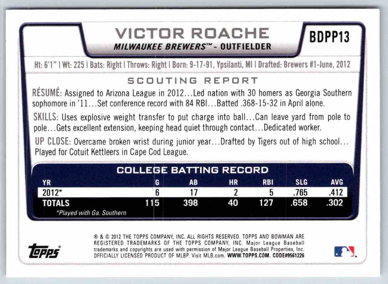 2012 Bowman Victor Roache