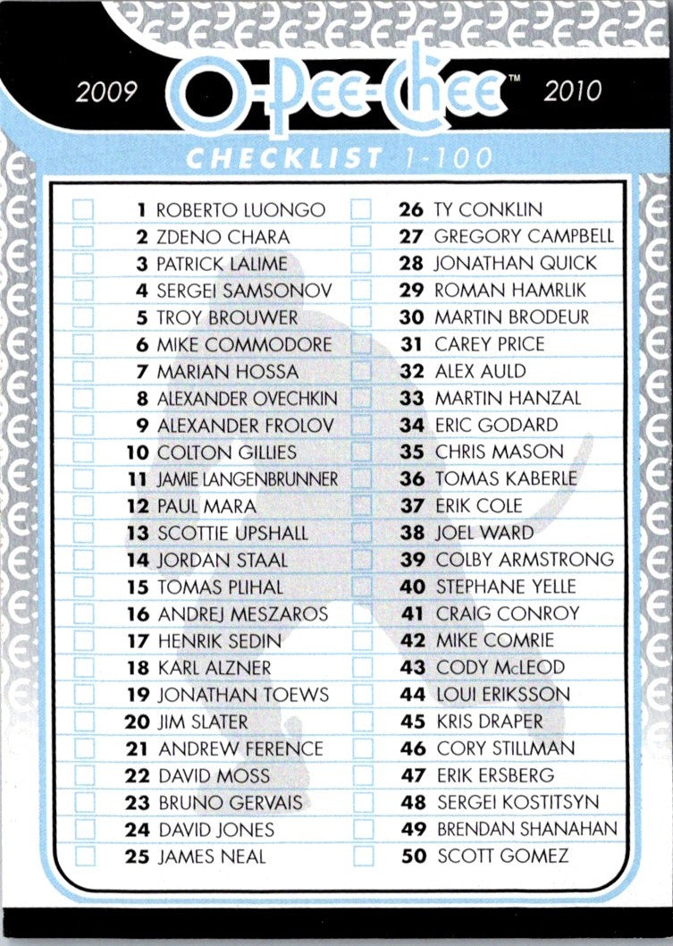 2009 O-Pee-Chee Checklist