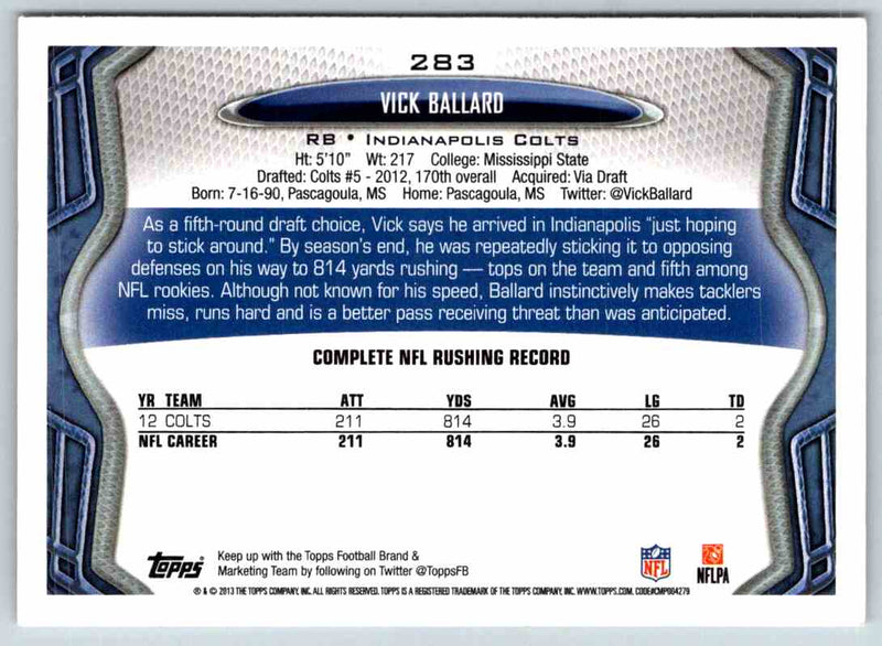 2013 Topps Vick Ballard