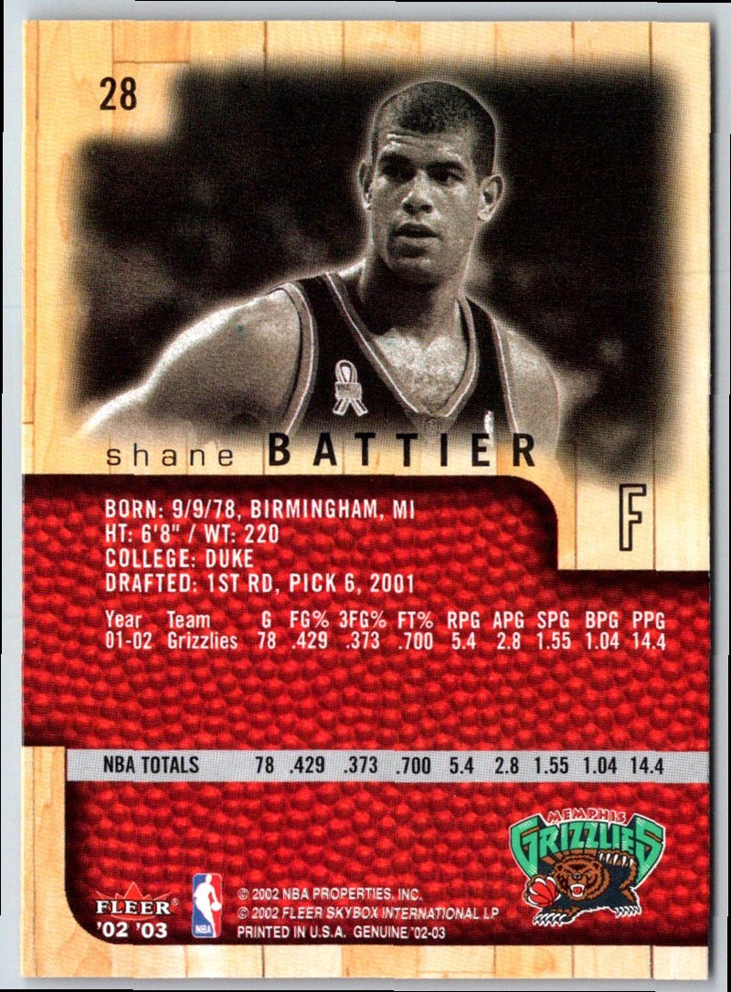 2002 Fleer Genuine Shane Battier