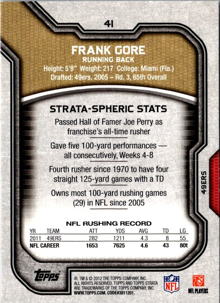 2012 Topps Strata Frank Gore