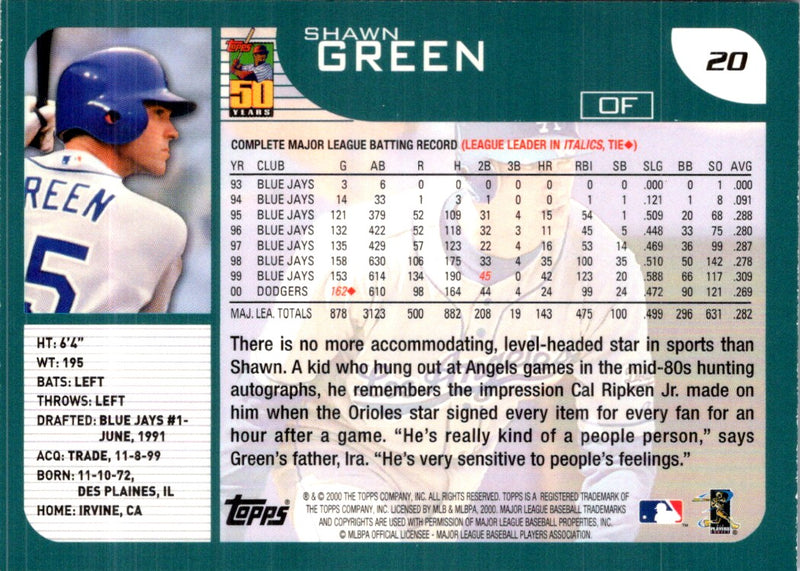 2000 Topps Gallery Shawn Green