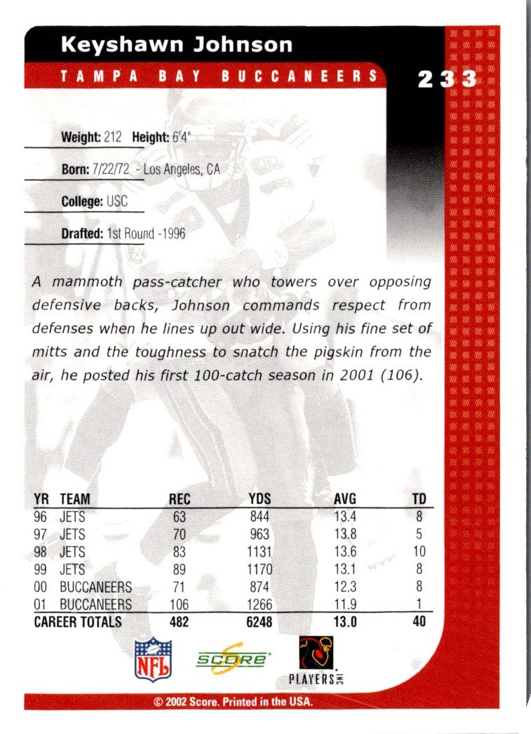 2002 Score Keyshawn Johnson