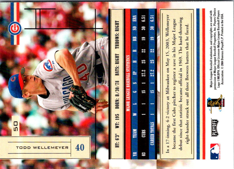 2004 Playoff Absolute Memorabilia Retail Todd Wellemeyer