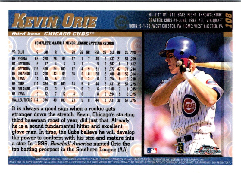 1998 Topps Chrome Kevin Orie