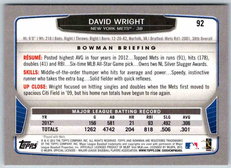 2014 Bowman David Wright