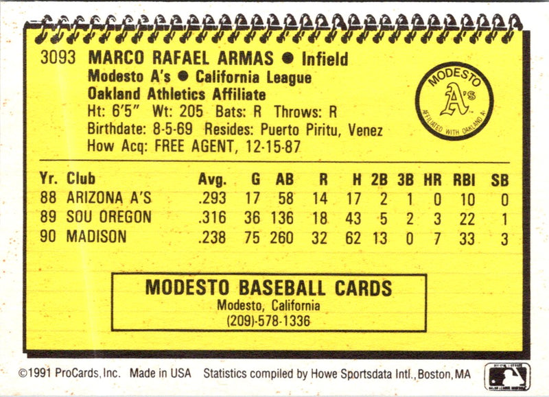 1991 ProCards Marcos Armas