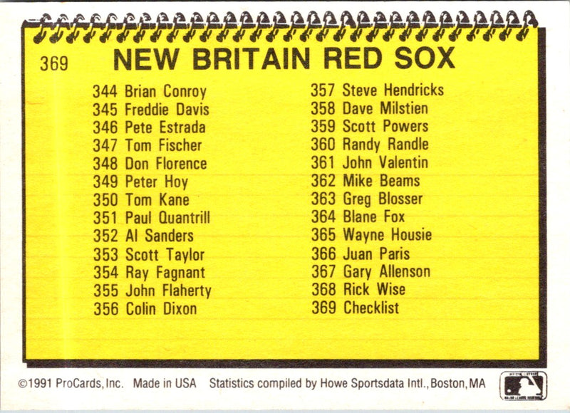 1991 ProCards Checklist