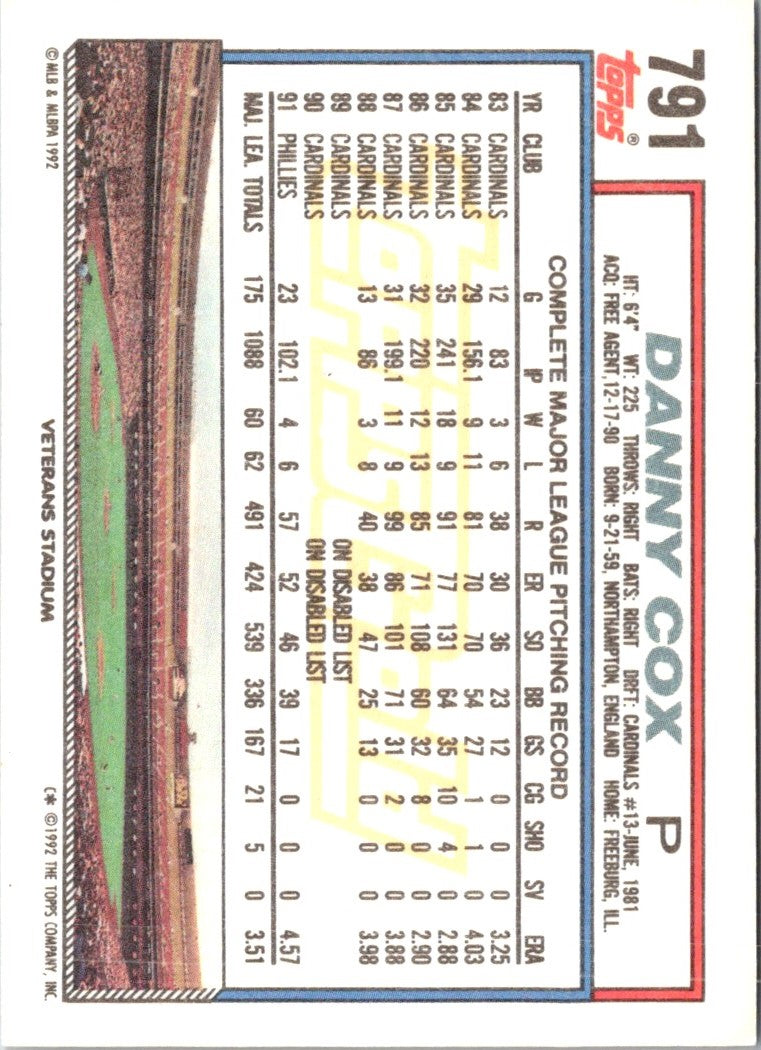 1992 Topps Danny Cox