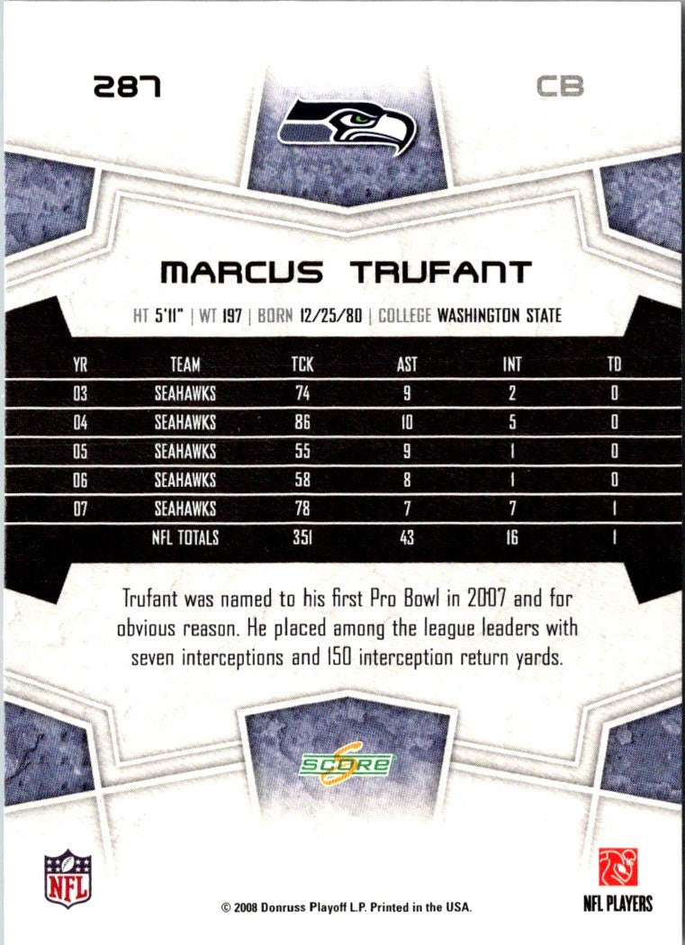 2008 Score Super Bowl XLIII Marcus Trufant