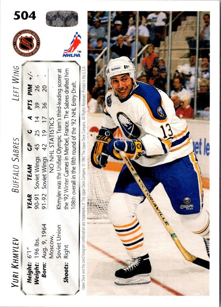 1992 Upper Deck Yuri Khmylev