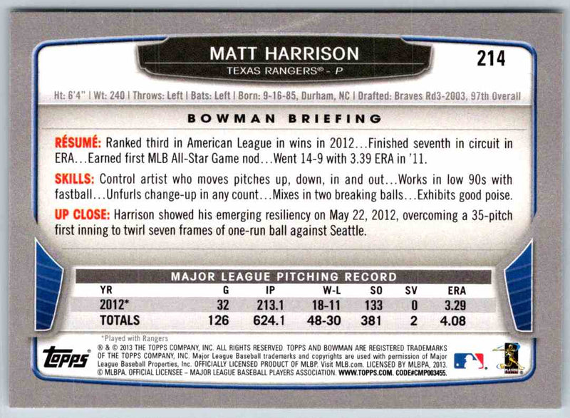 2014 Bowman Matt Harrison