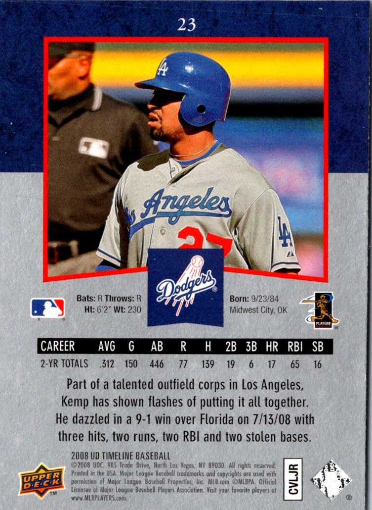 2008 Upper Deck Timeline Matt Kemp