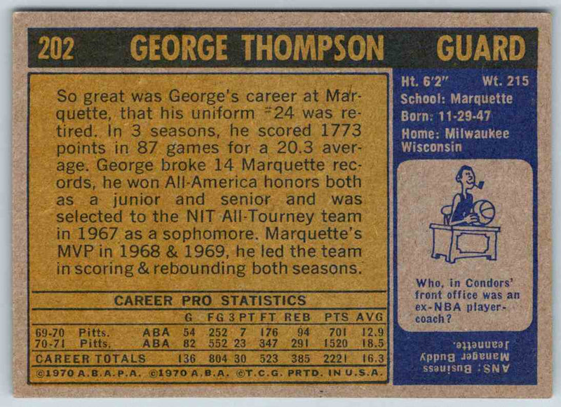 1972 Topps George Thompson