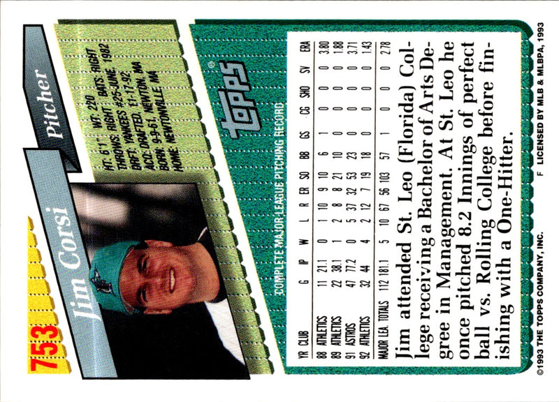 1993 Topps Jim Corsi