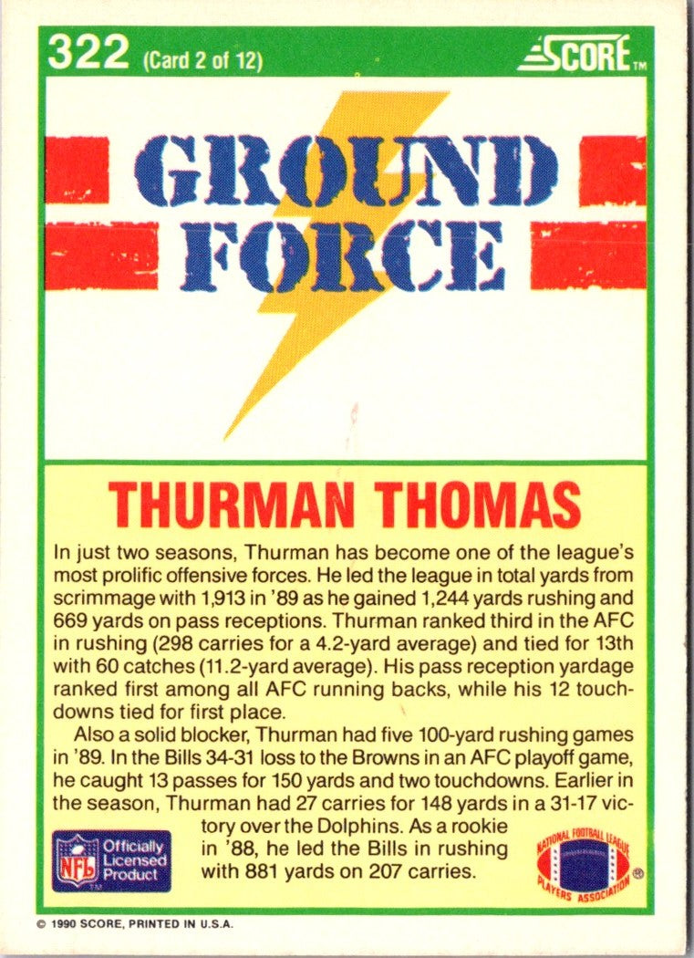 1990 Score Thurman Thomas