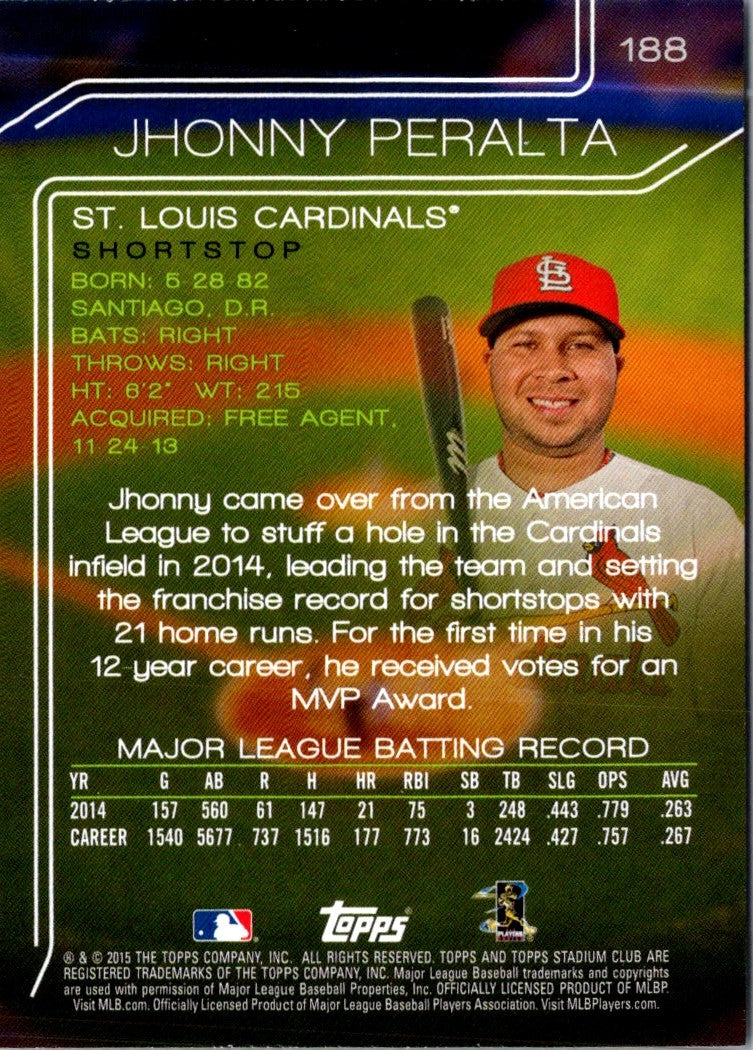 2015 Stadium Club Jhonny Peralta