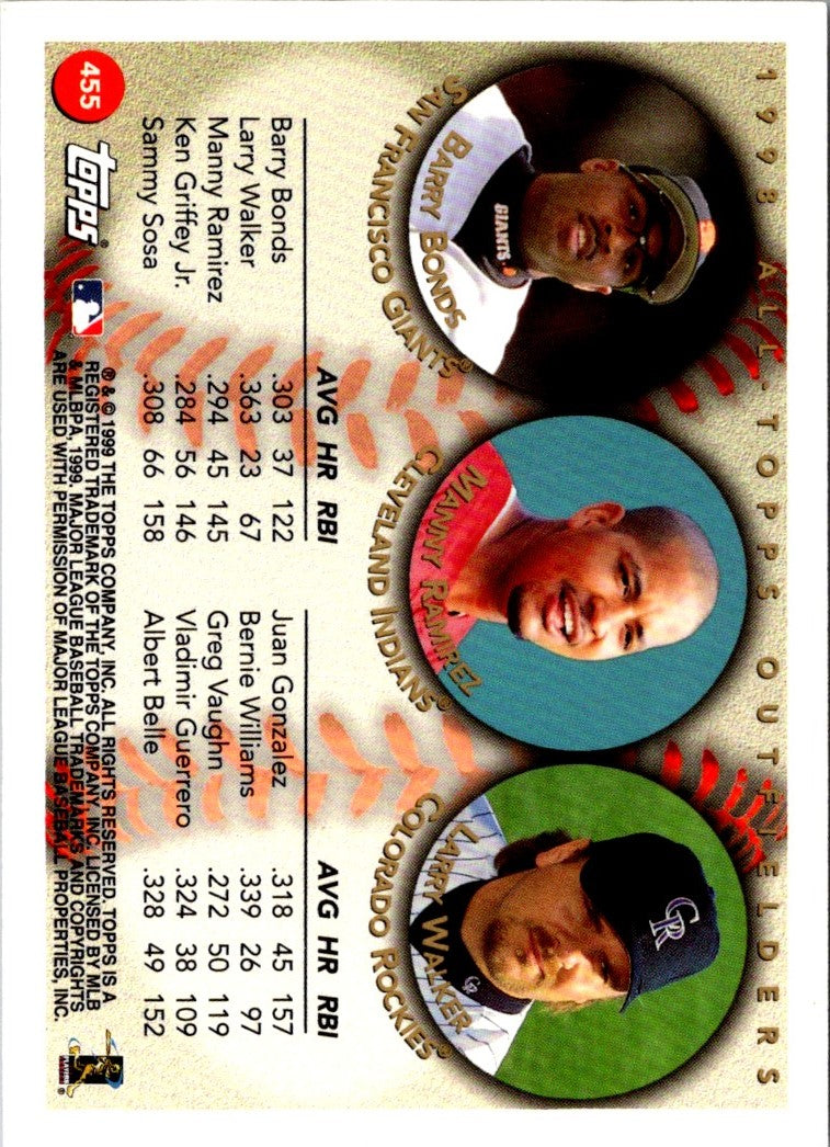 1999 Topps Barry Bonds/Manny Ramirez/Larry Walker