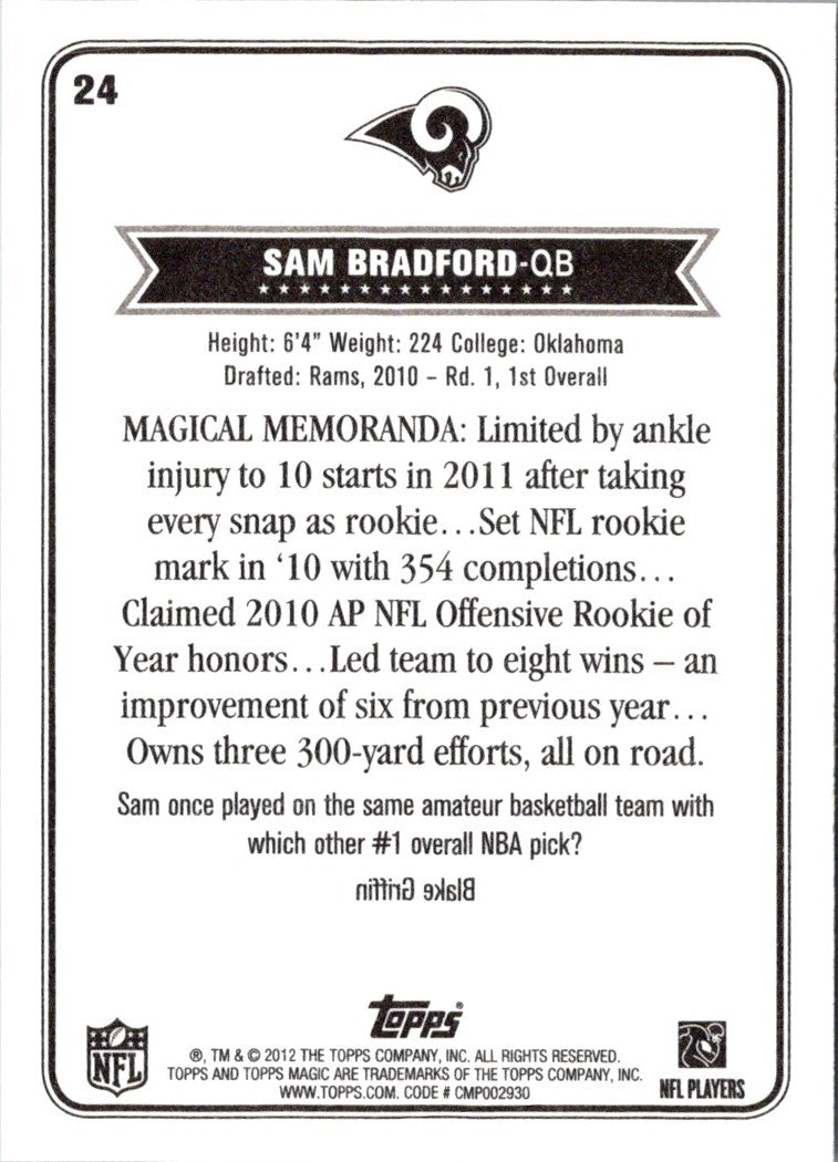 2012 Topps Magic Sam Bradford