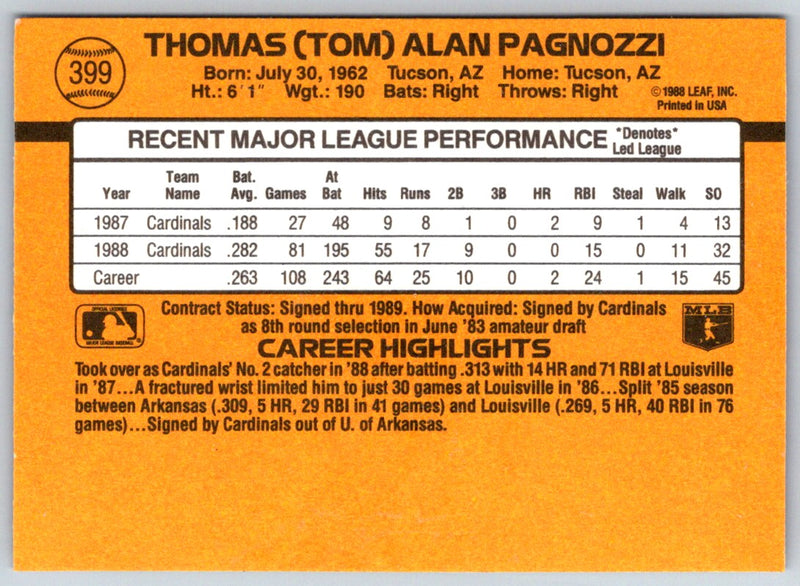 1989 Donruss Tom Pagnozzi