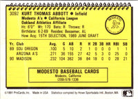 1991 ProCards Kurt Abbott #3092