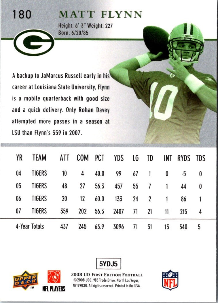 2008 Upper Deck First Edition Matt Flynn