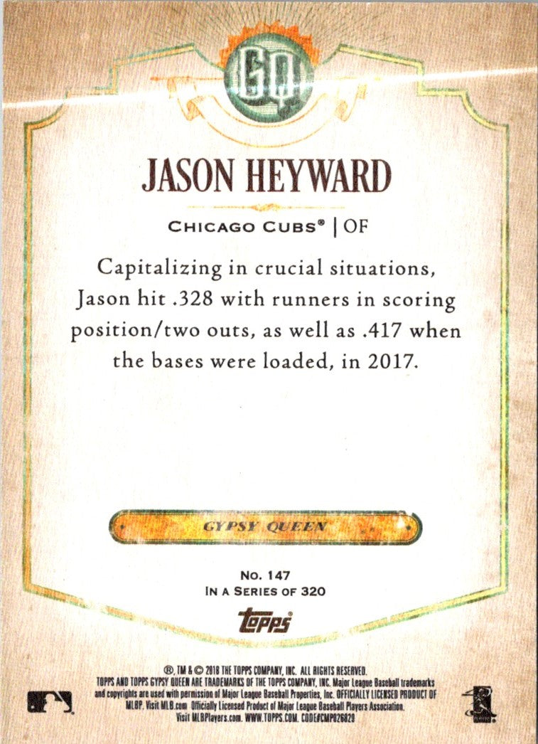 2018 Topps Gypsy Queen Bazooka Back Jason Heyward