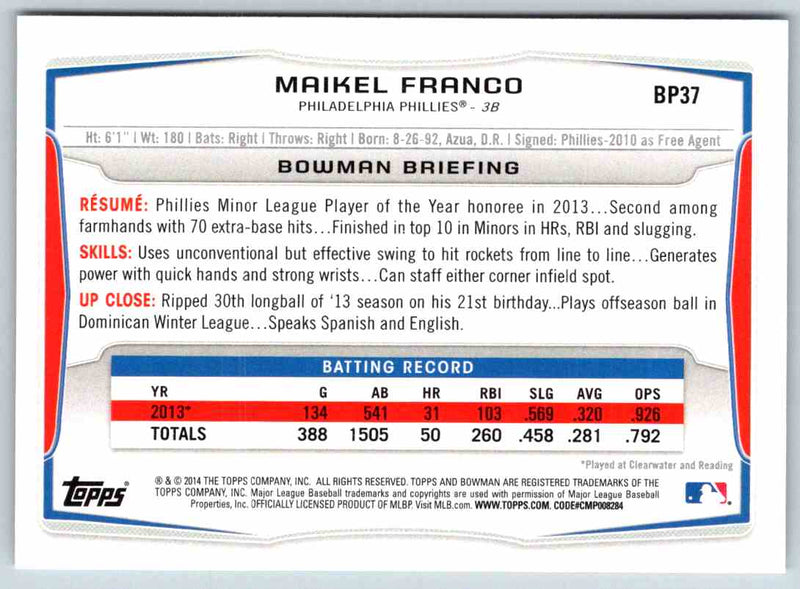 2014 Bowman Maikel Franco