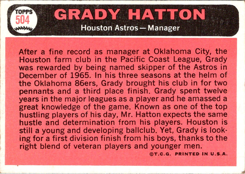 1966 Topps Grady Hatton