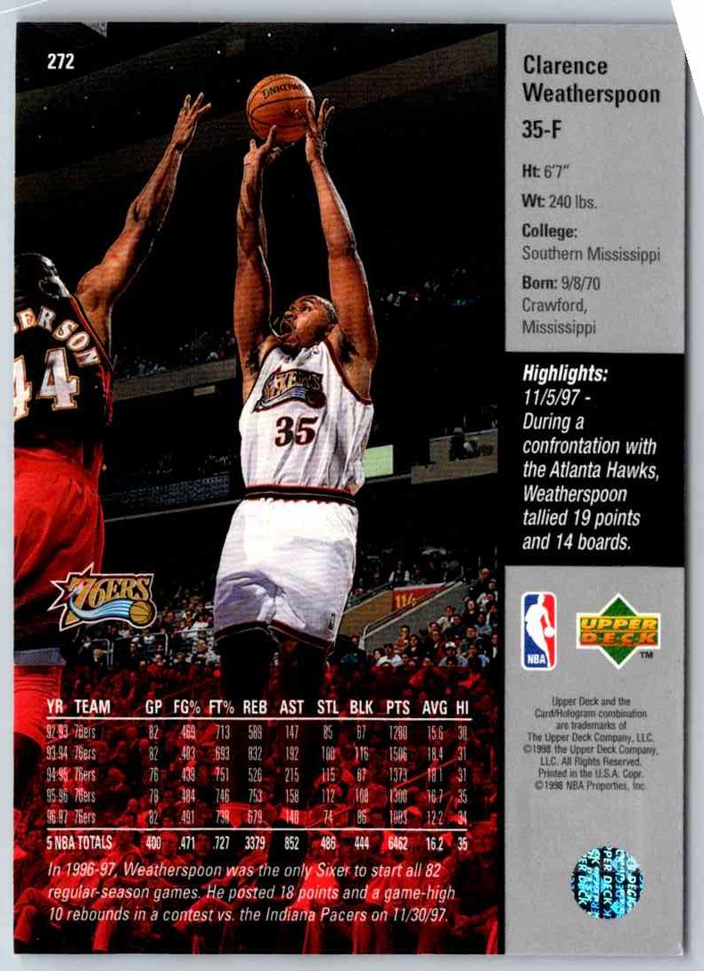 1995 Upper Deck Clarence Weatherspoon