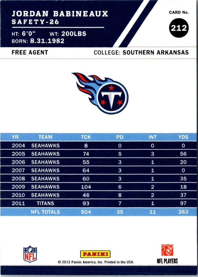 2012 Score Jordan Babineaux